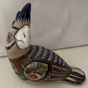 Vintage 1970 Tonalá Mexican pottery bird Singed By Mateo Tostado Folk Art